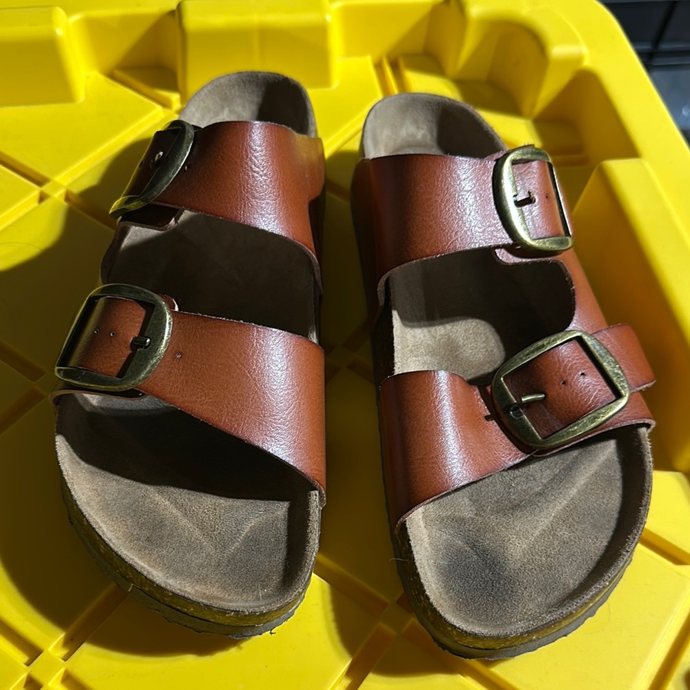 Brown Leather Sandals with Buckles